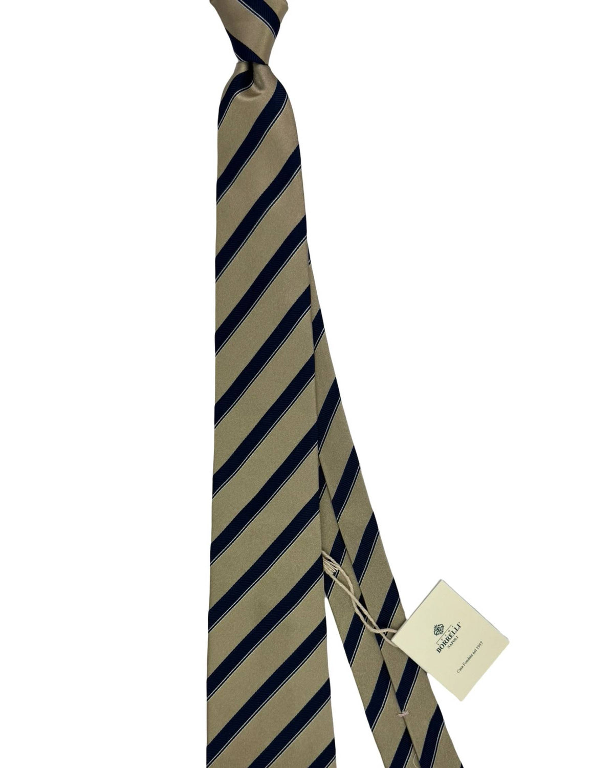 Luigi Borrelli Tie Tan Dark Navy Stripes