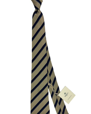 Luigi Borrelli Tie Tan Dark Navy Stripes