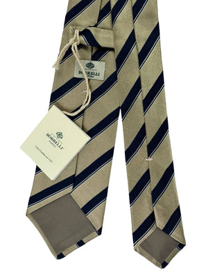 Luigi Borrelli Tie Taupe Dark Navy Stripes
