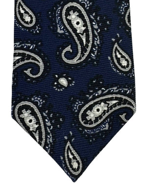 Kiton Sevenfold Tie Dark Navy Grey Paisley