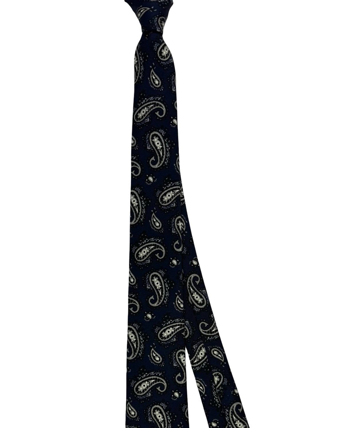 Luigi Borrelli Tie Dark Navy Grey Paisley