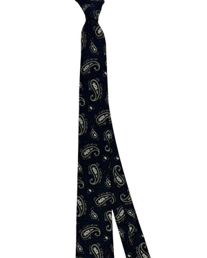 Luigi Borrelli Tie Dark Navy Grey Paisley