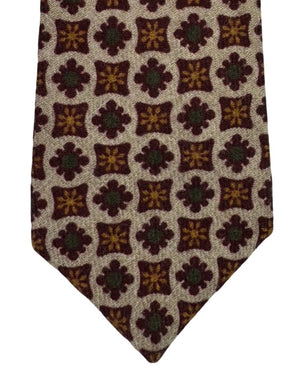 Luigi Borrelli Wool Tie Grey Mauve Green Geometric