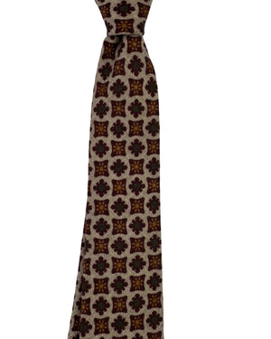 Luigi Borrelli Wool Tie Grey Mauve Green Geometric