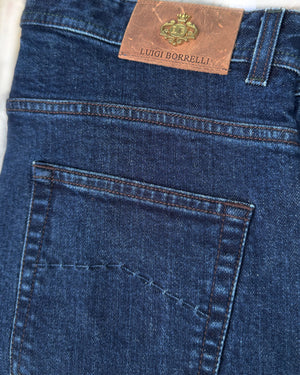 Luigi Borrelli Jeans Dark Denim Blue 34 Slim Fit - Royal Collection