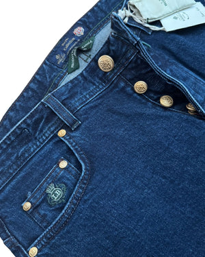 Luigi Borrelli Jeans Dark Denim Blue 34 Slim Fit - Royal Collection