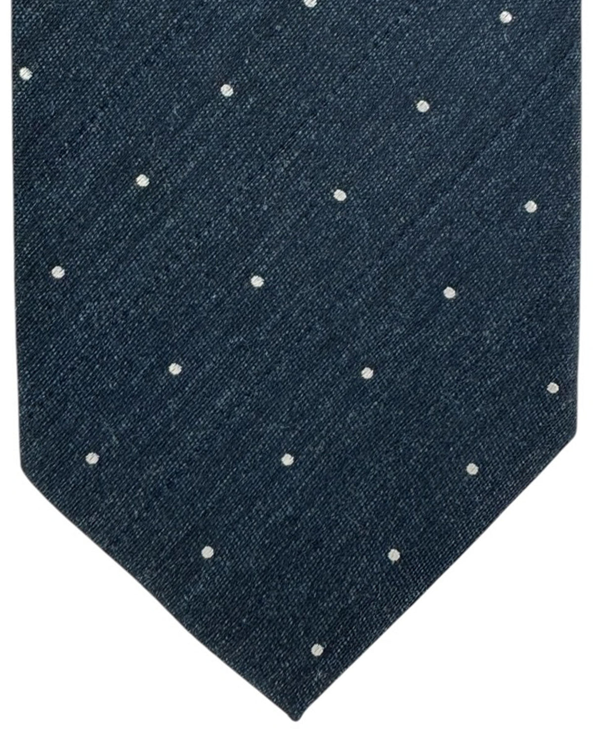 Brioni Silk Tie Midnight Blue Black Silver Dots