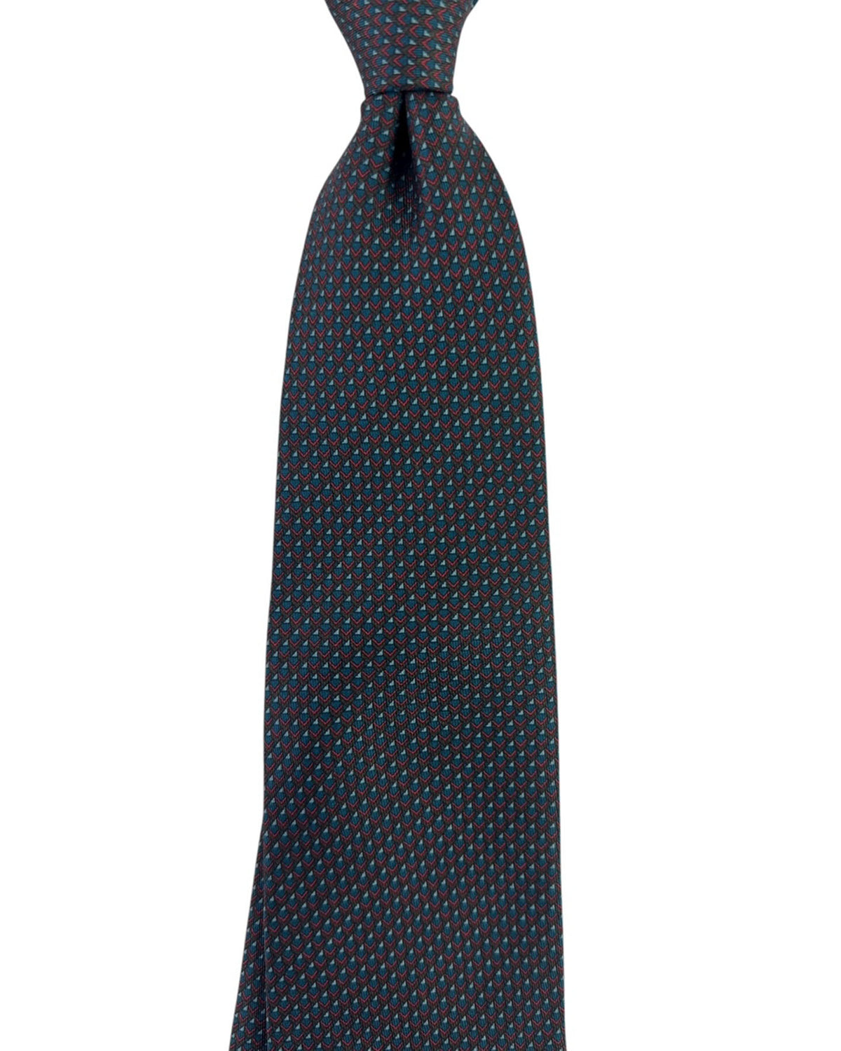 Brioni Tie Black Teal Red Micro Geometric Design