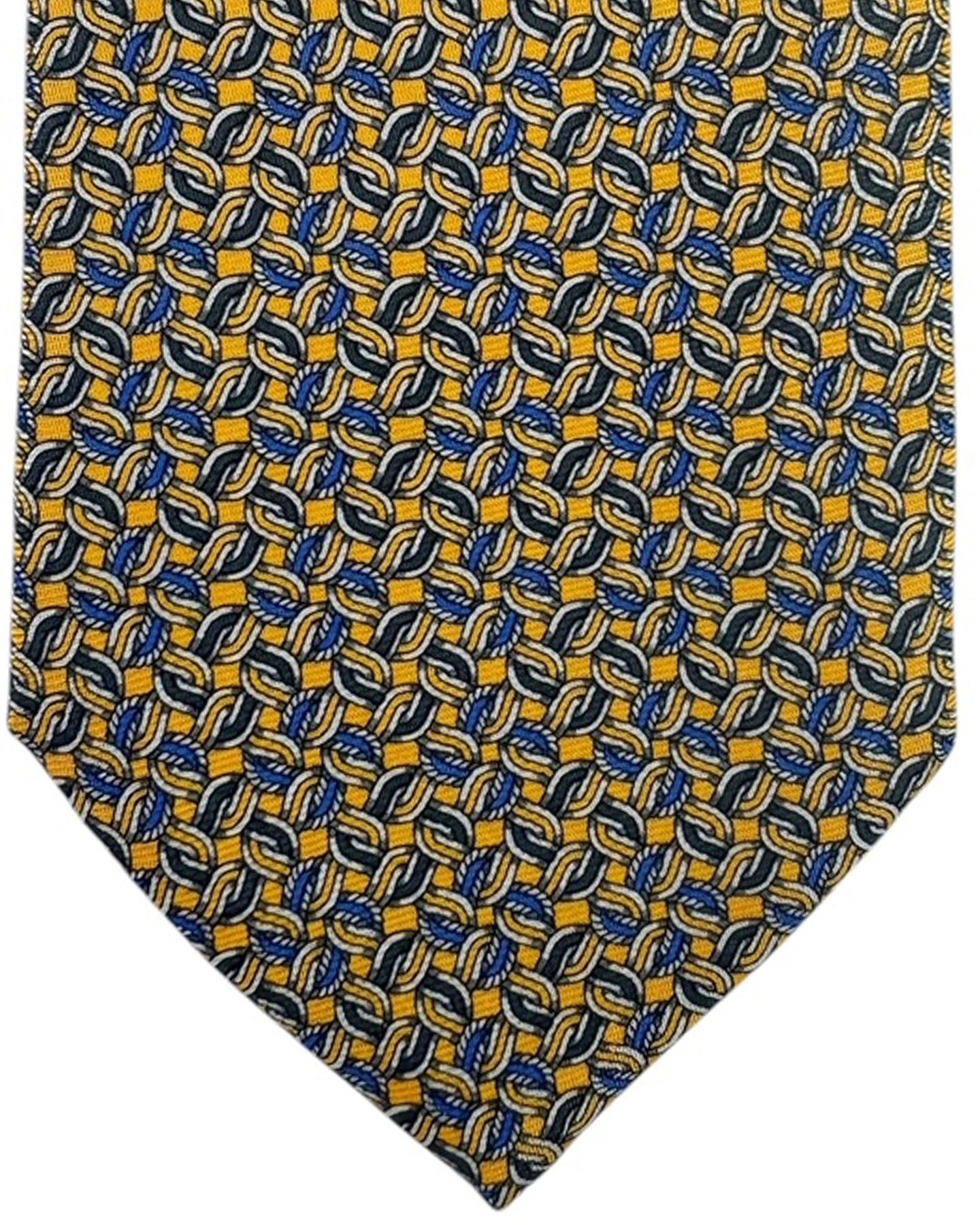 Brioni Silk Tie Golden & Blue Pattern