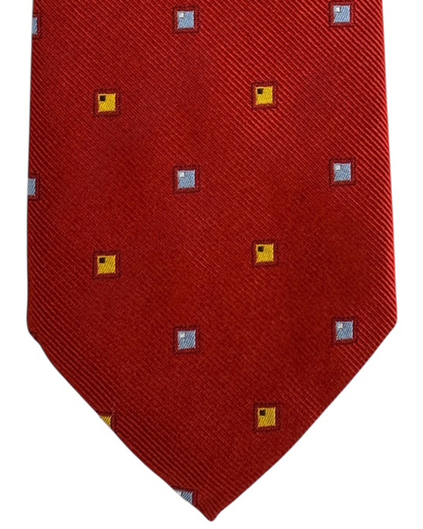 Brioni Silk Tie Red Design Orange Blue