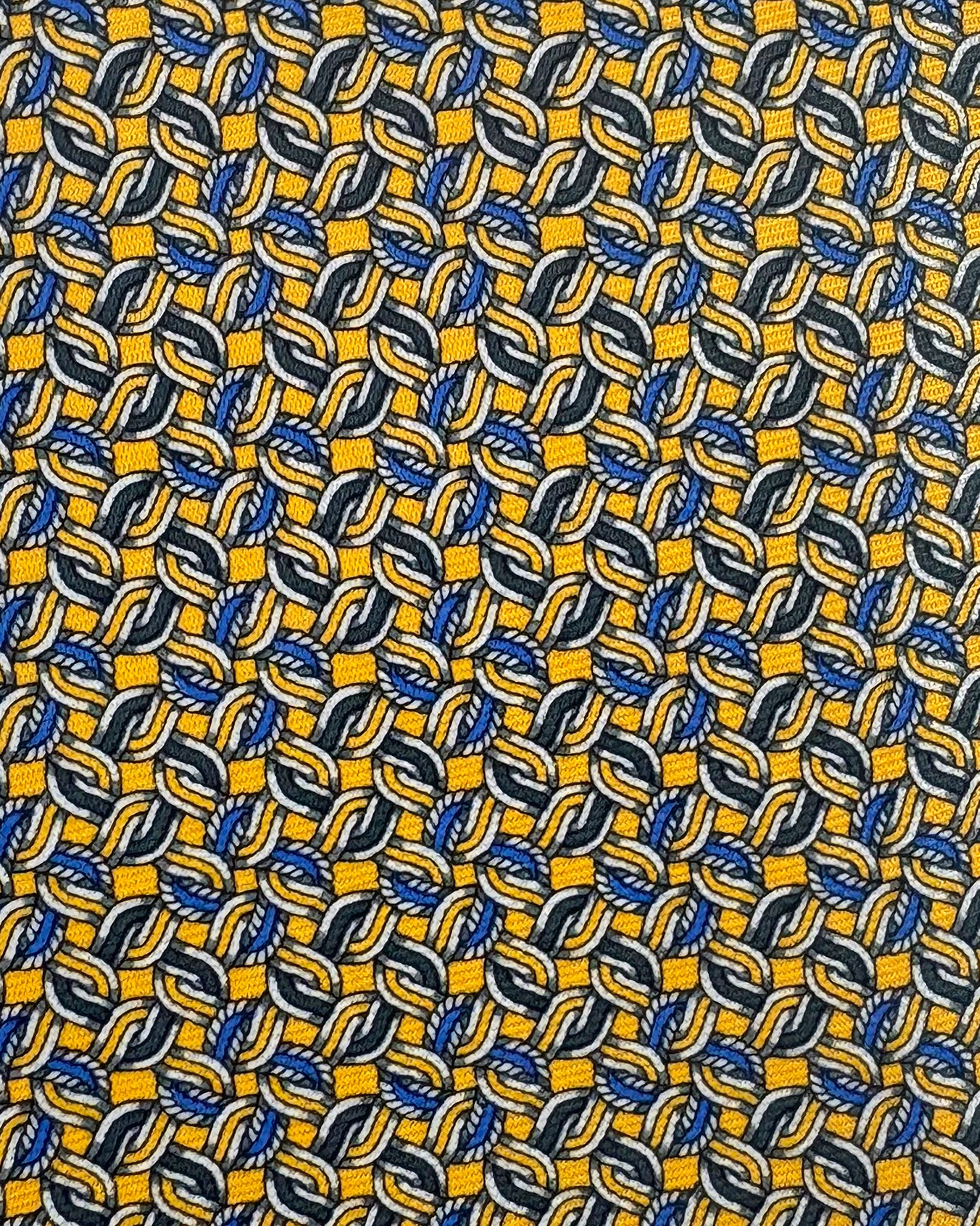 Brioni Silk Tie Golden & Blue Pattern