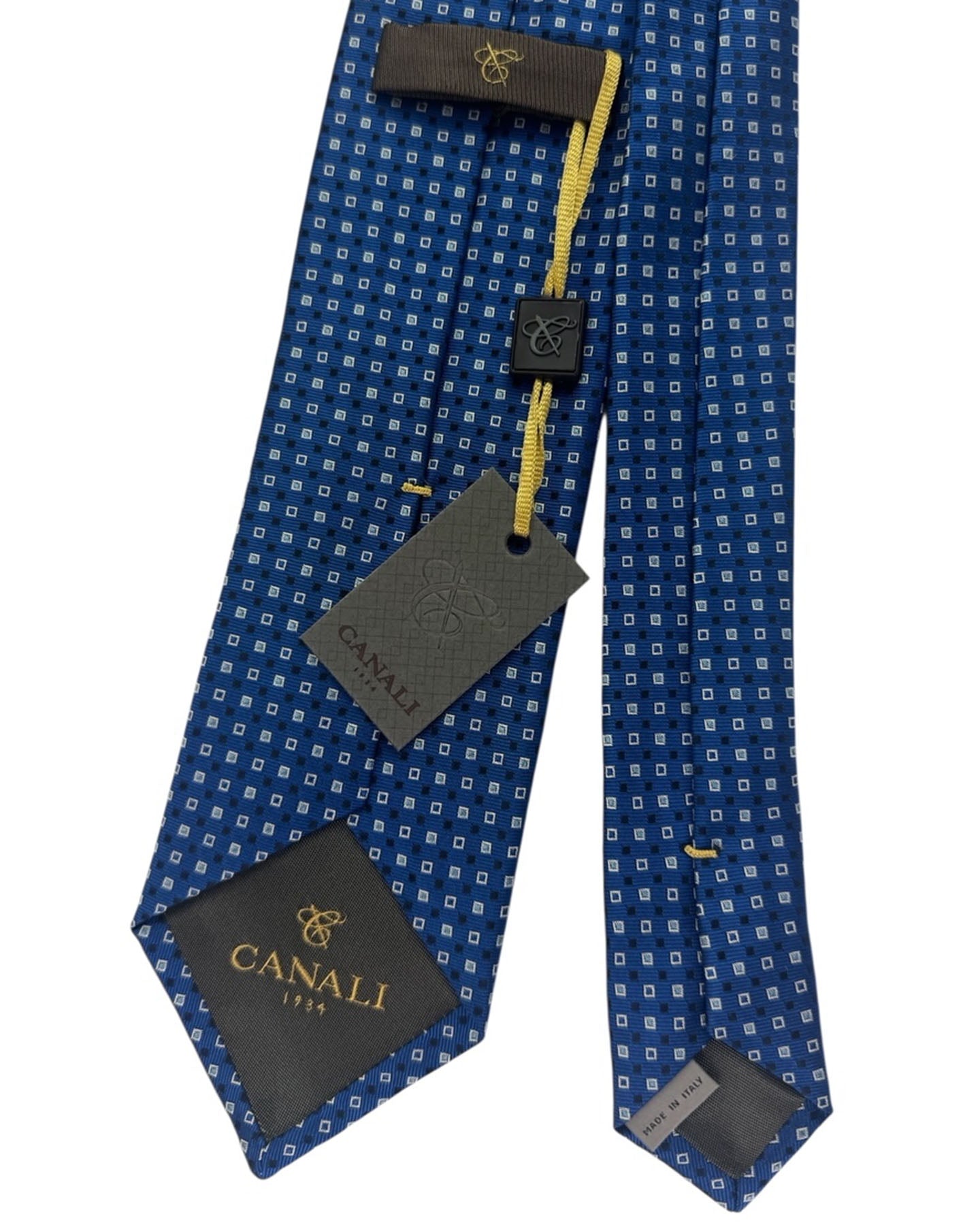 Canali Tie Royal Blue Square Dot Grid