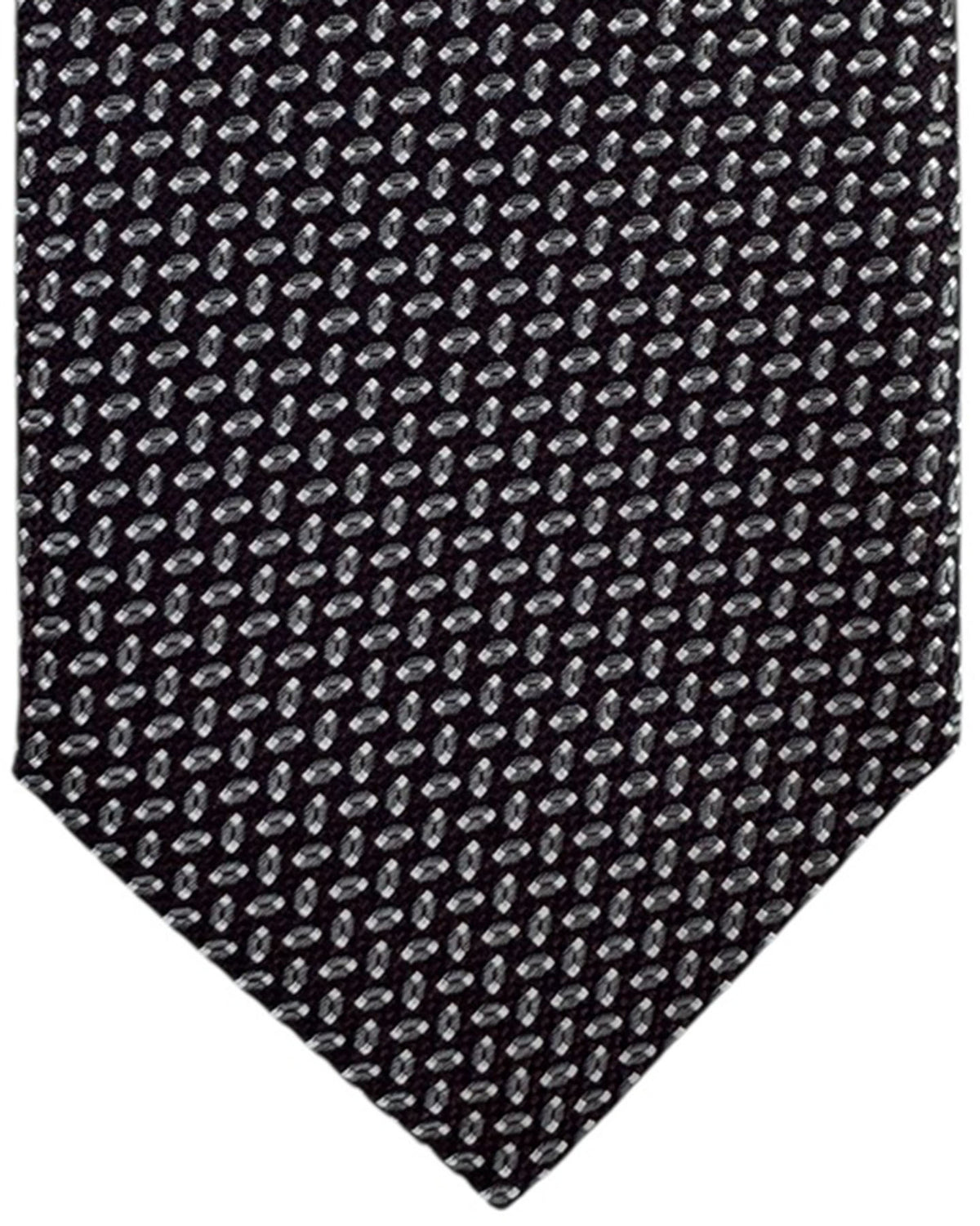 Canali Tie Black Diagonal Pin Stripe Micro Pattern