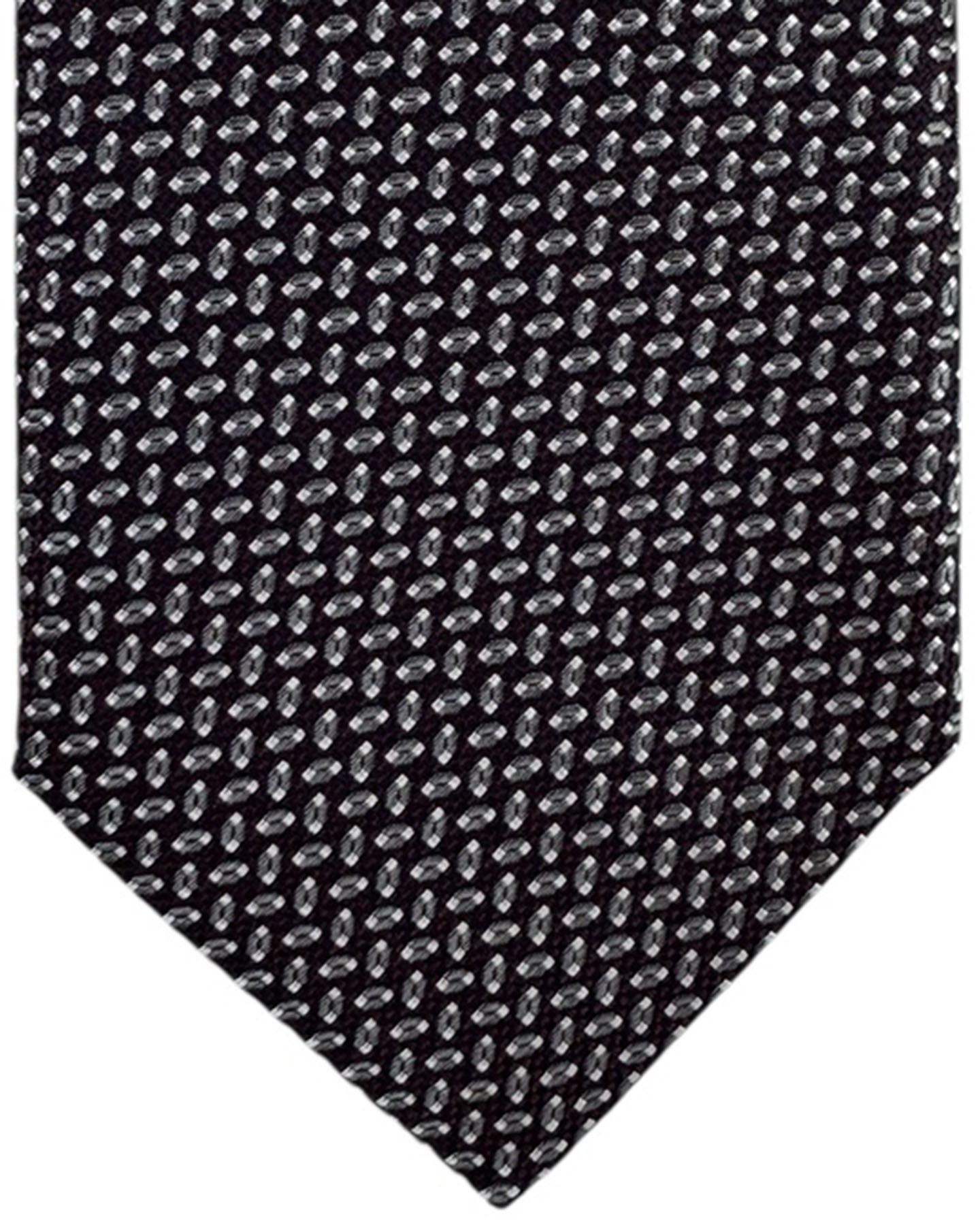 Canali Tie Black Diagonal Pin Stripe Micro Pattern