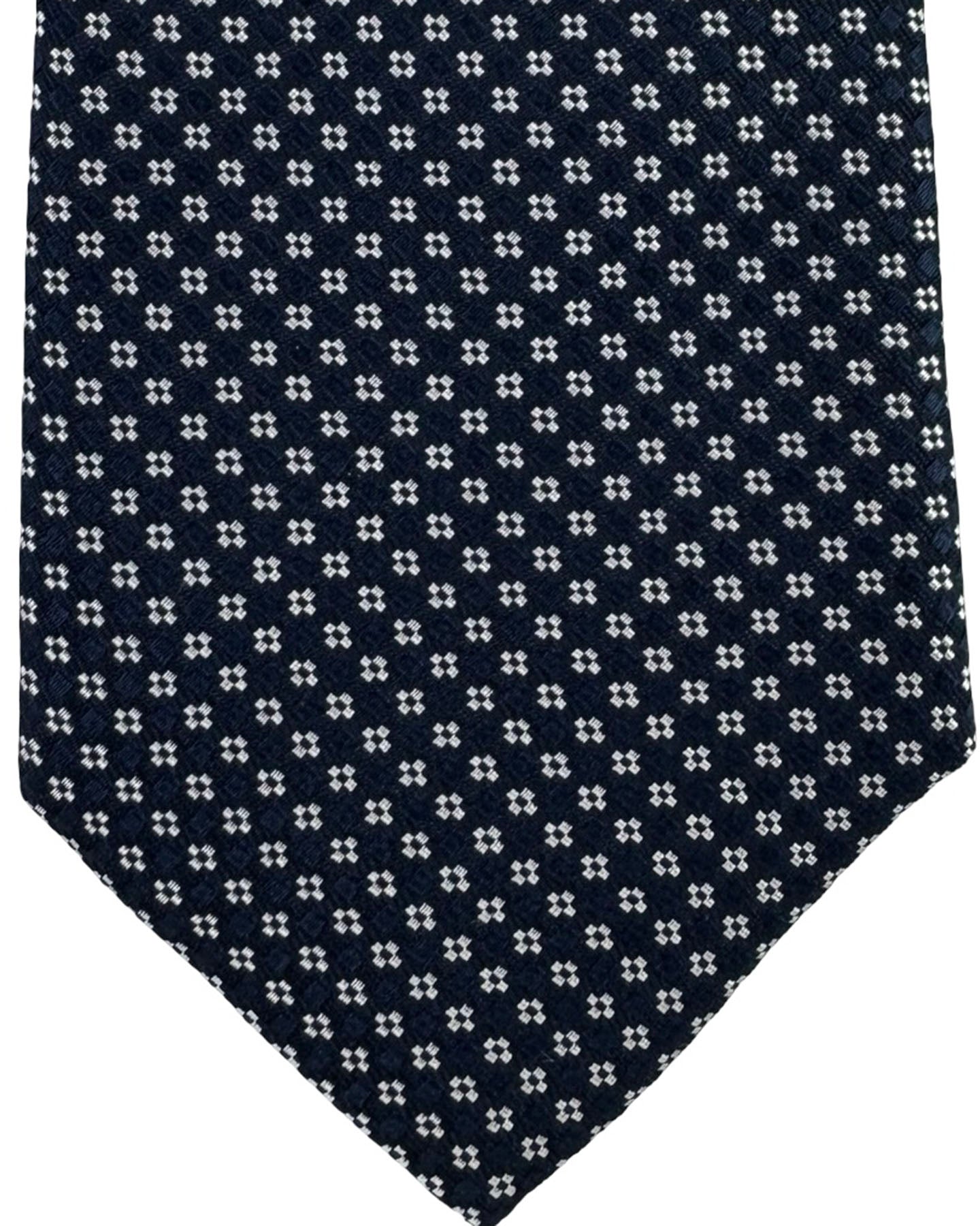 Canali Tie Midnight Blue White Micro Pattern