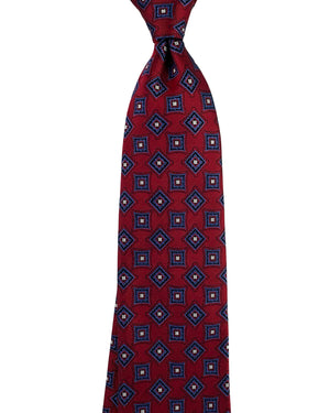 Canali Tie Red Blue Medalion Pattern