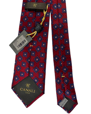 Canali Tie Red Blue Framed Diamond Pattern