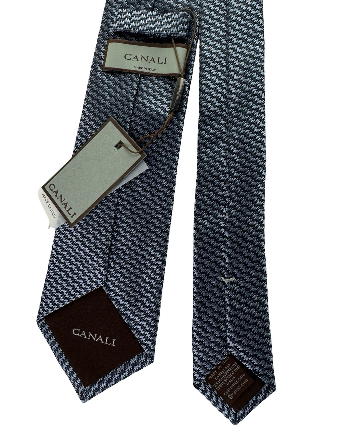 Canali Tie Charcoal Gray Micro Weave Pattern