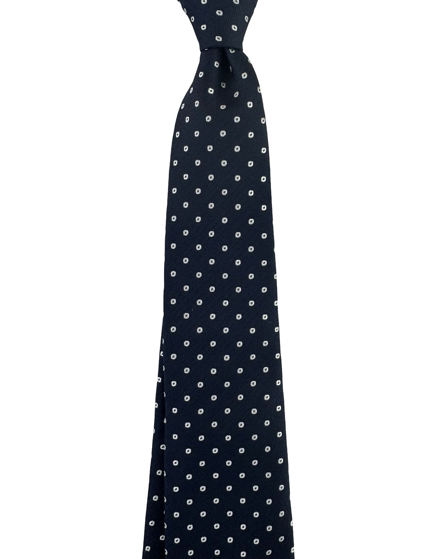 Canali Tie Dark Blue Silver Geometric Mini Circles