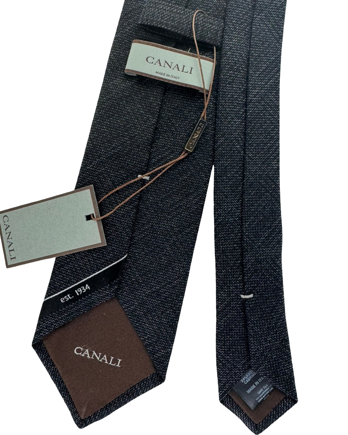 Canali Tie Black Grey Textured Solid