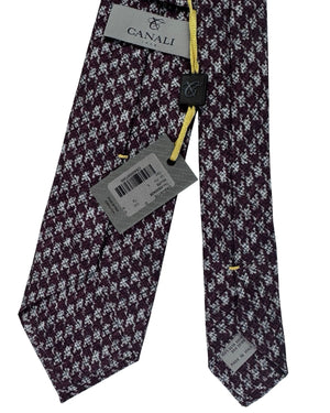 Canali Tie Burgundy And Grey Micro Houndstooth