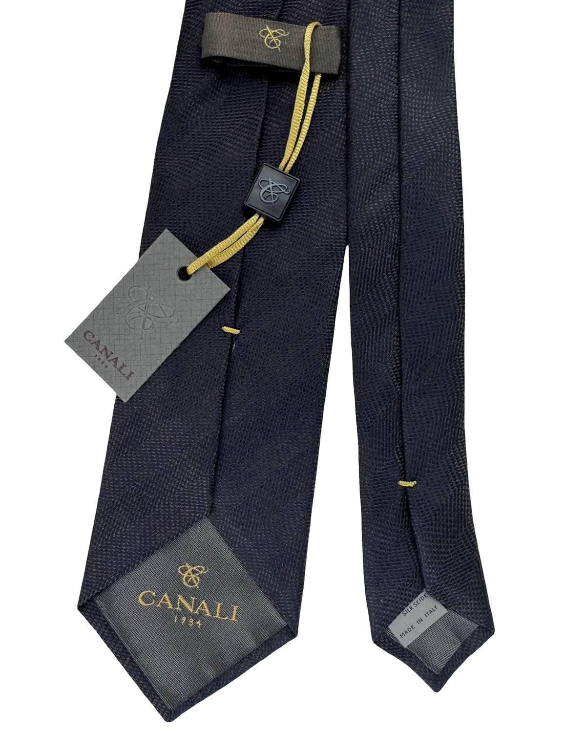 Canali Tie Solid Brown With Midnight Blue
