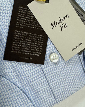 Canali Dress Shirt Exclusive Blue White Stripes - Modern Fit 39 - 15 1/2 SALE