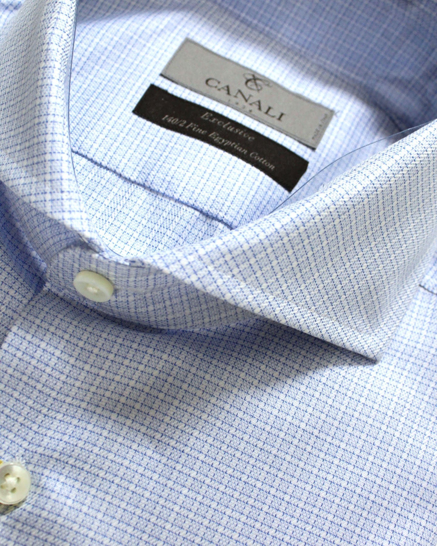 Canali Dress Shirt Exclusive Light Blue Gingham - Modern Fit 39 - 15 1/2