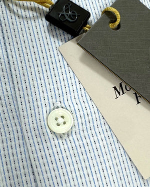 Canali Dress Shirt White Blue Navy Striped Micro Pattern - Modern Fit 39 - 15 1/2 SALE