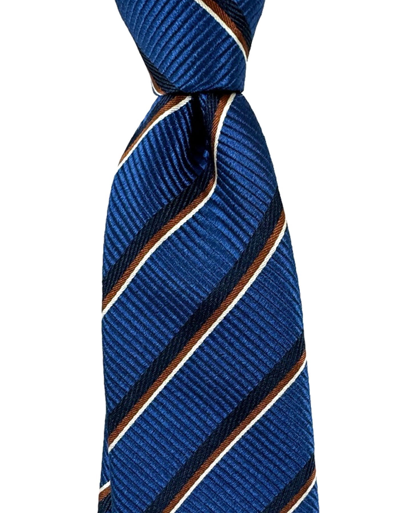 Canali Silk Tie Navy Brown Stripes Pattern