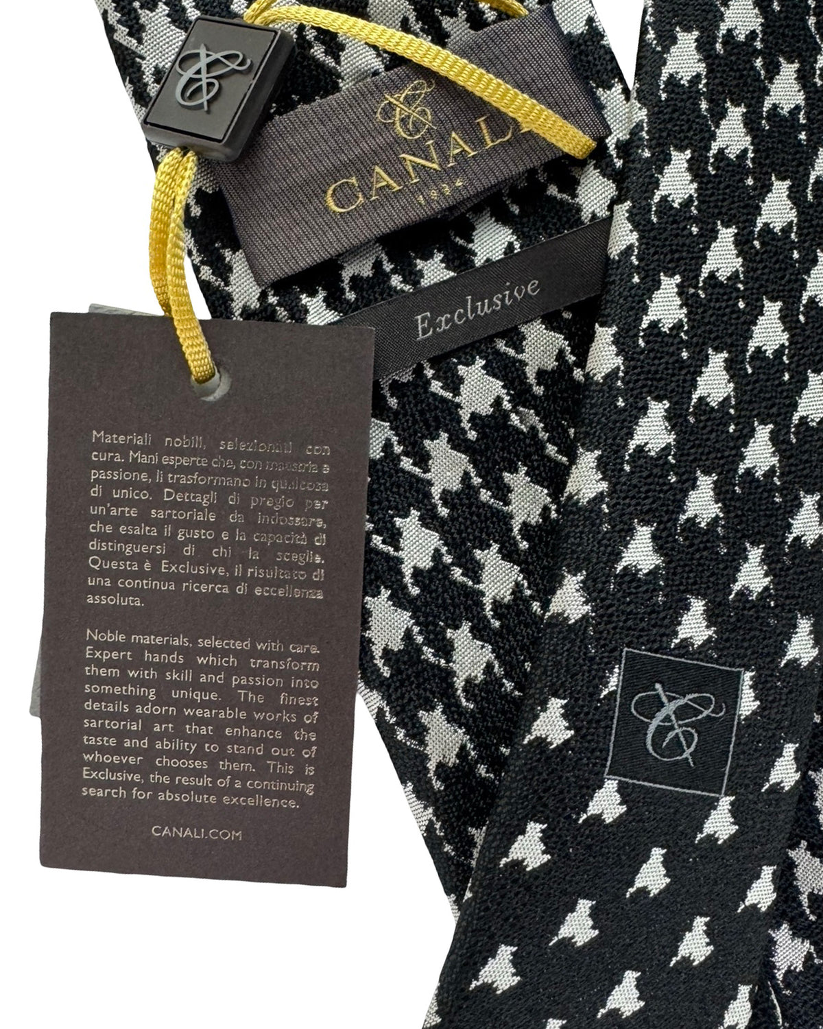 Canali Tie Black Silver Houndstooth Degrade - Exclusive Collection