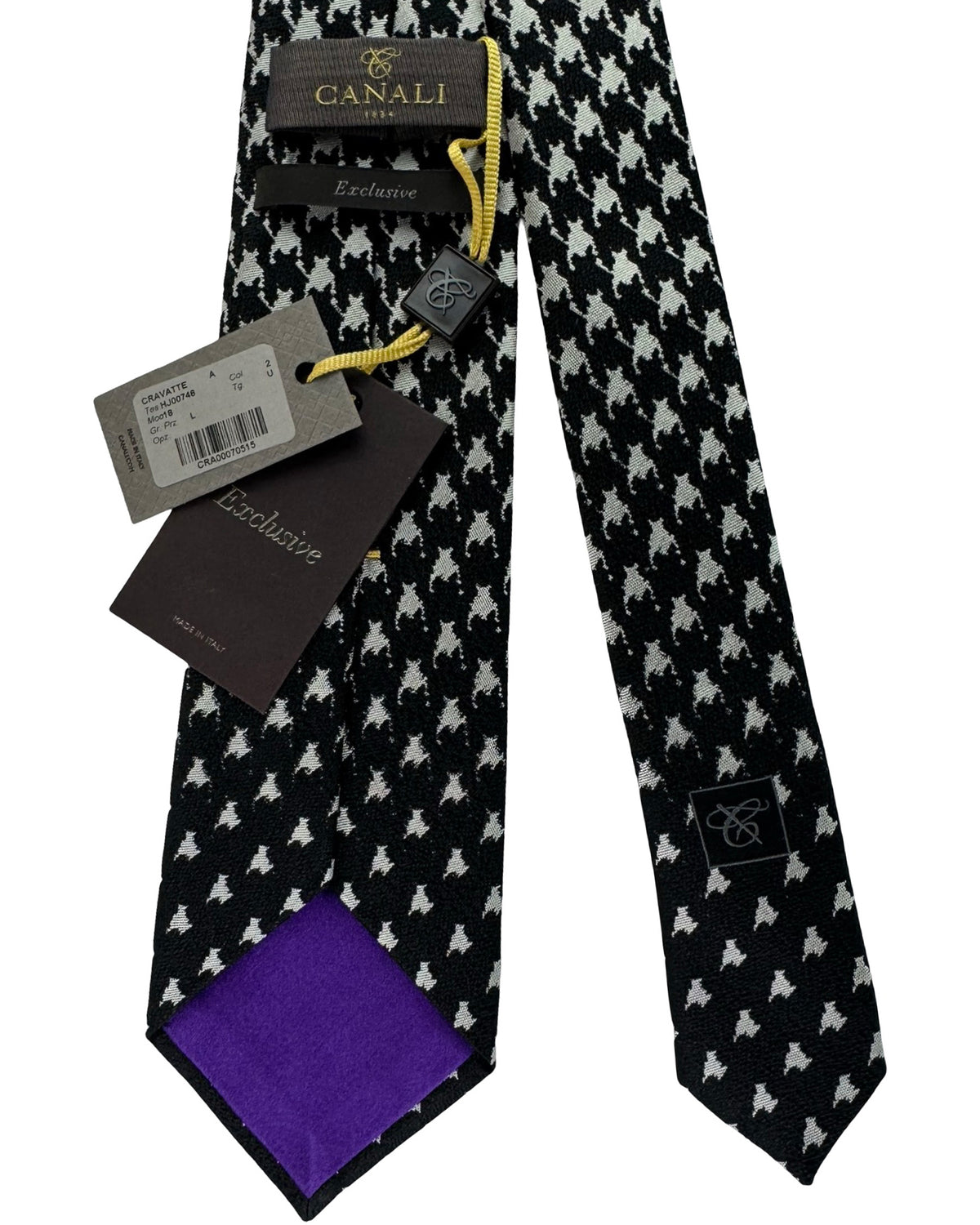 Canali Tie Dark Gray Silver Dots