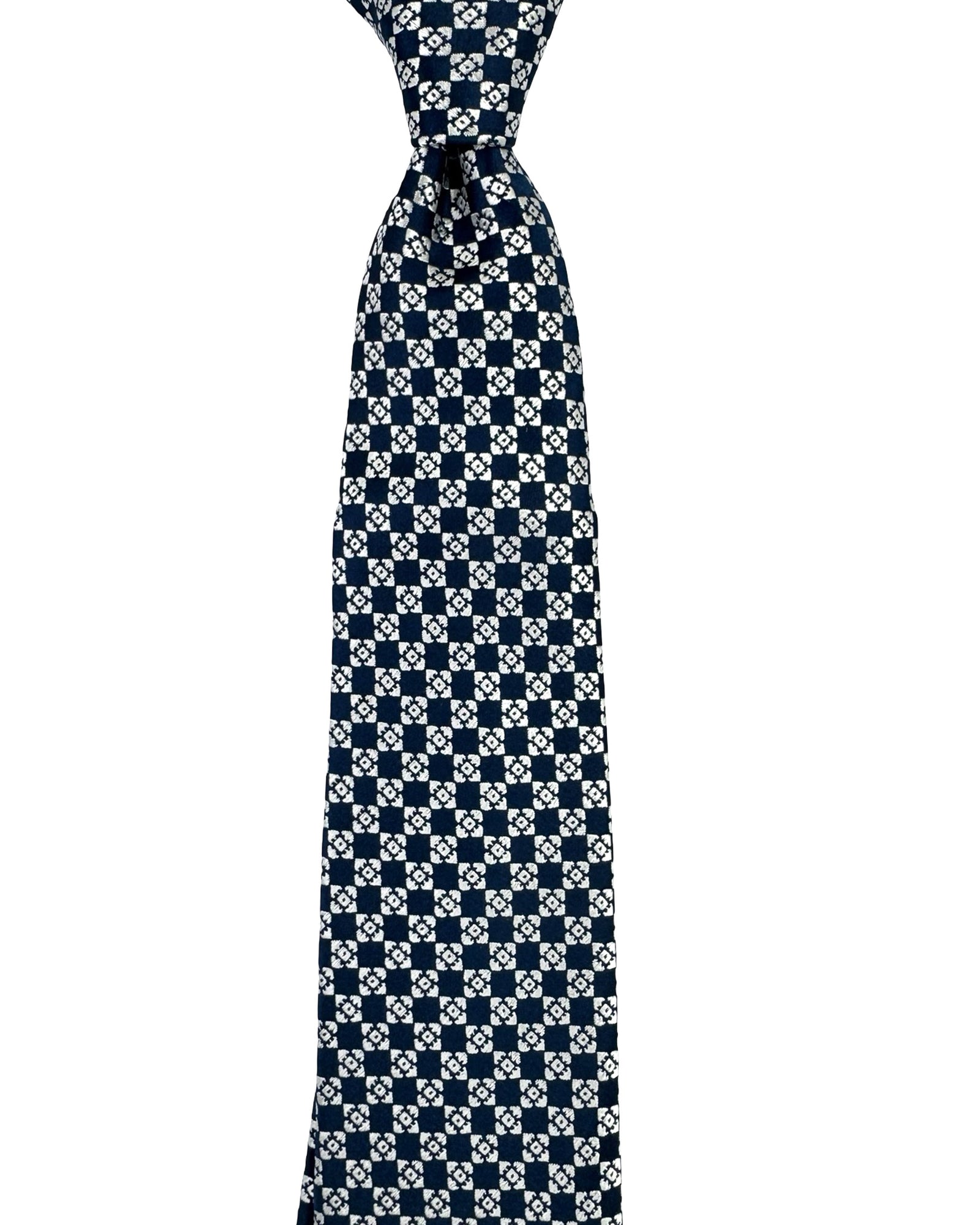 Charvet Paris Tie Black Silver Geometric New
