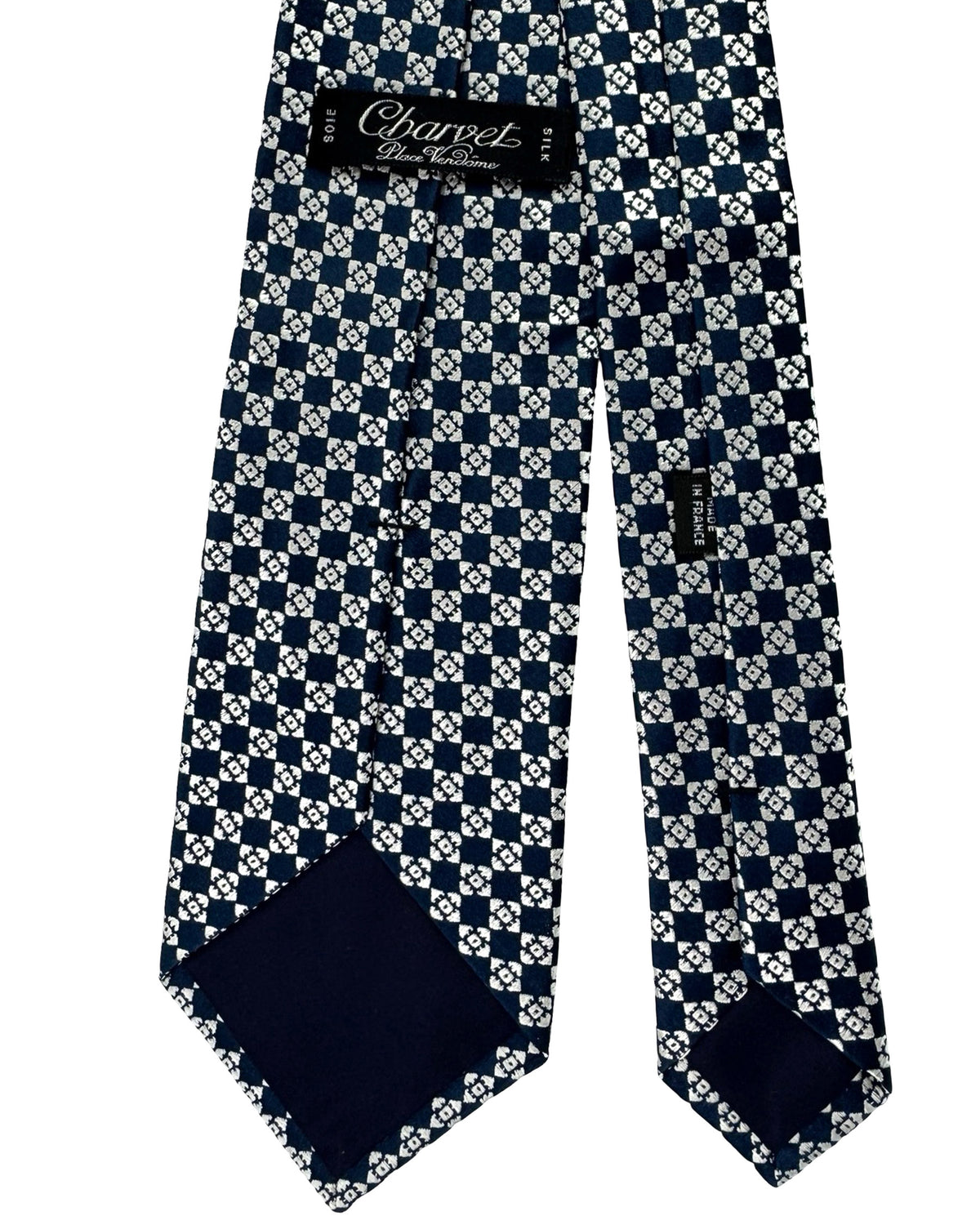 Charvet Tie Black Silver Geometric