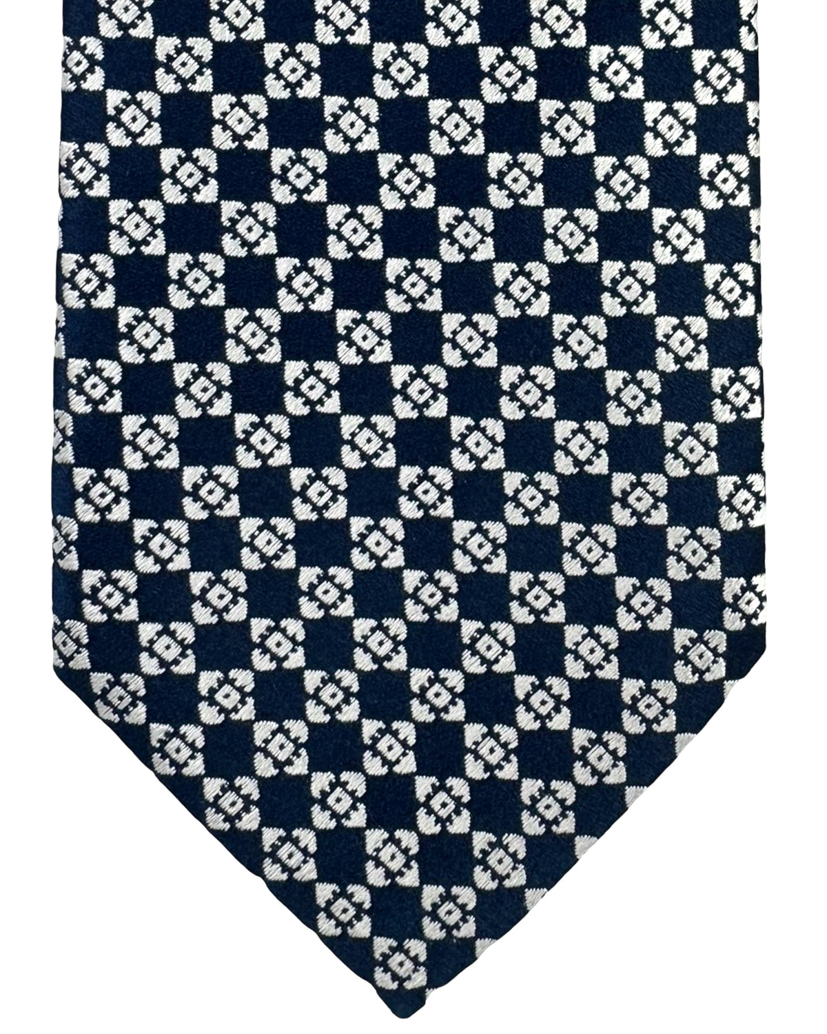 Charvet Paris Tie Black Silver Geometric New