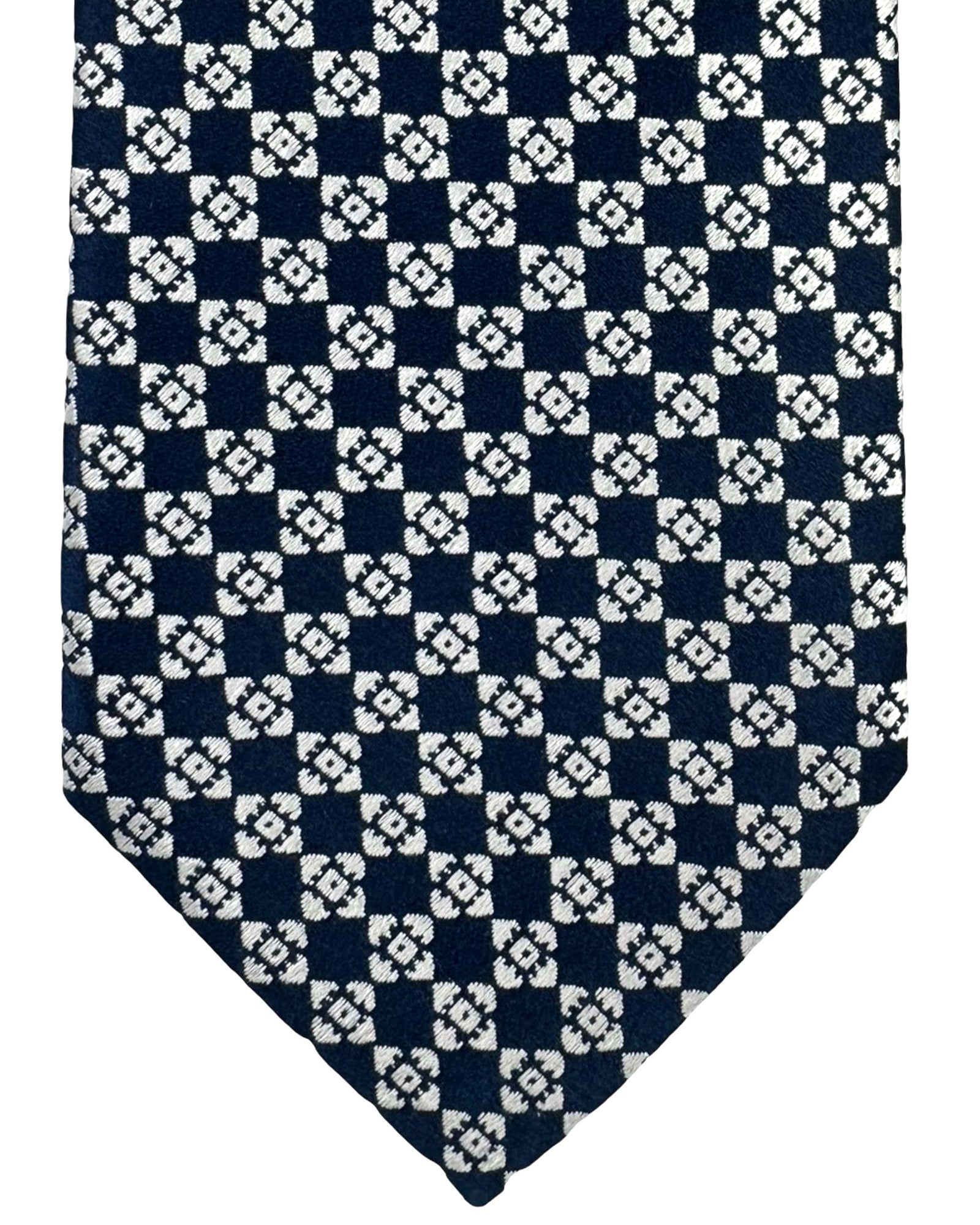 Charvet Paris Tie Black Silver Geometric New