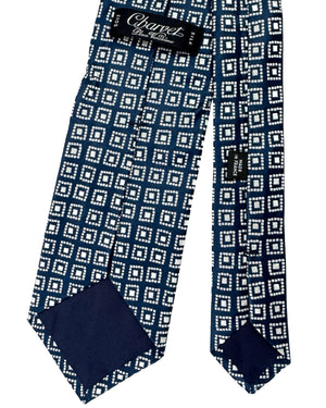 Charvet Paris Tie Dark Blue Silver Geometric