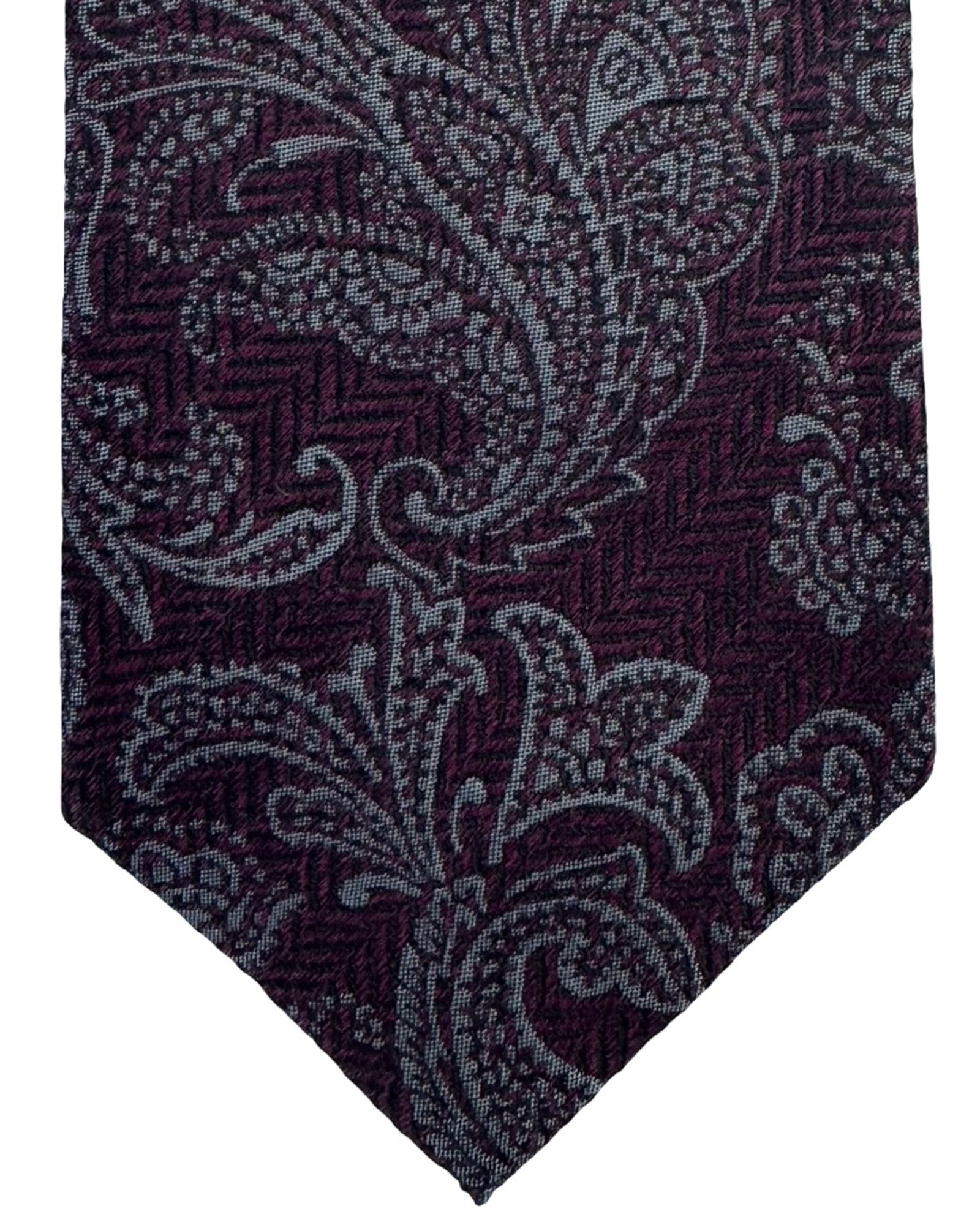 Brunello Cucinelli Silk Tie Burgundy Paisley