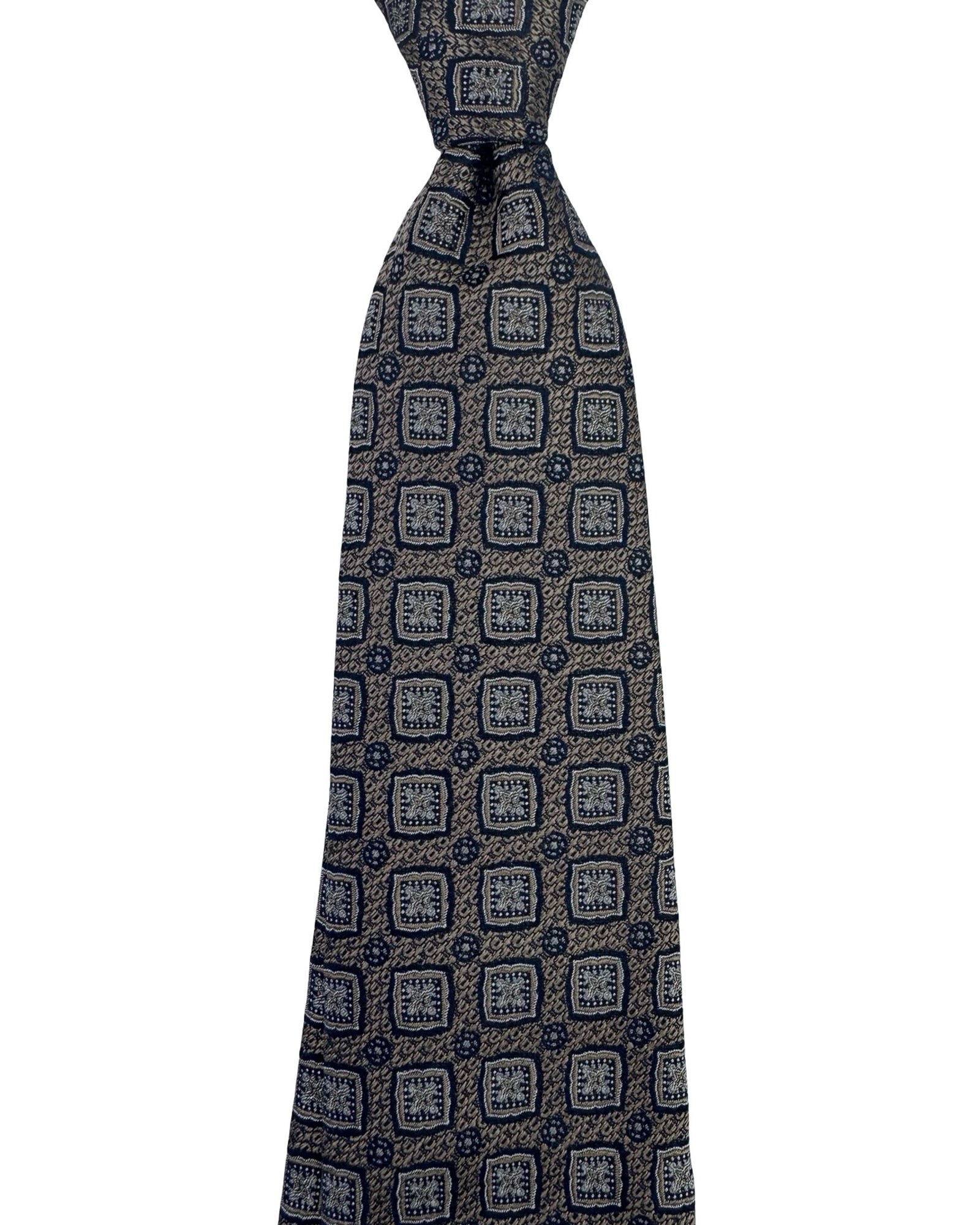Taupe Gray Navy Tie Cucinelli