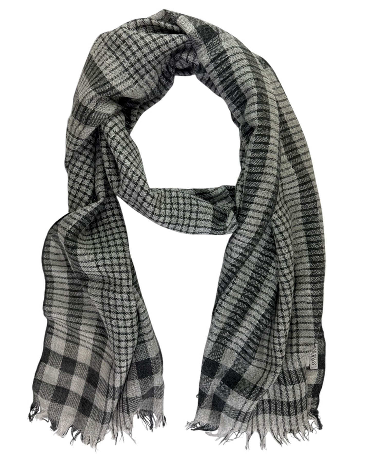 Brunello Cucinelli Scarf Black Gray Plaid 