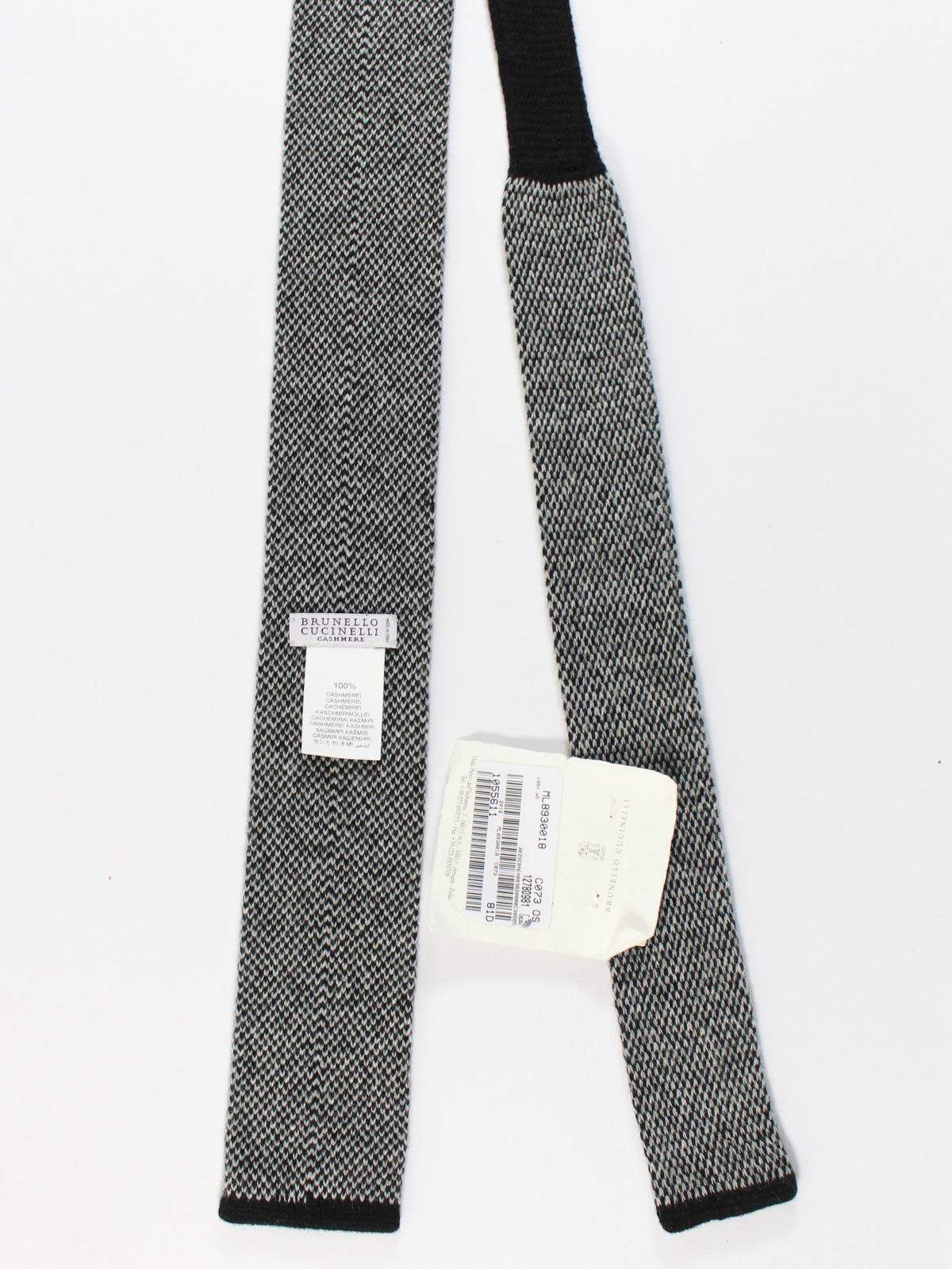 Brunello Cucinelli Square End Knitted Tie Gray Black - Cashmere
