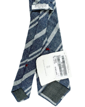 Brunello Cucinelli Tie Dark Blue Gray Stripes SALE