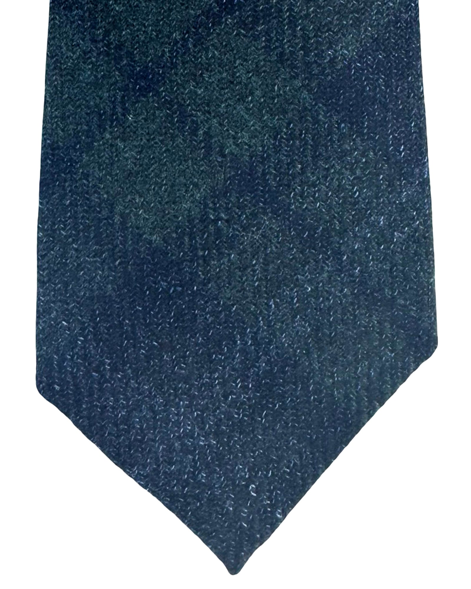 Brunello Cucinelli Tie Dark Navy Green Plaid - Wool Silk Cashmere