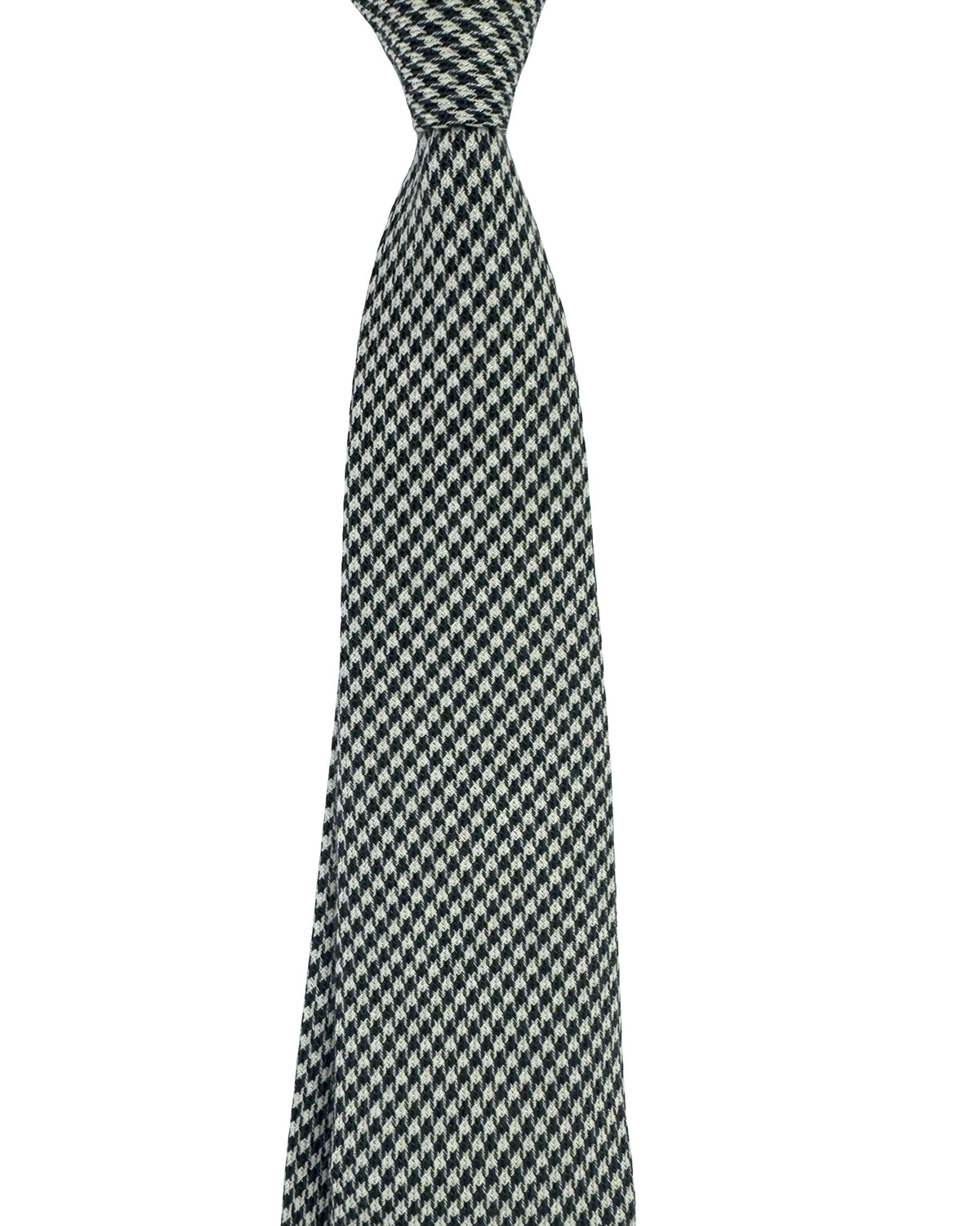 Brunello Cucinelli Tie Black Silver Houndstooth - Wool Silk