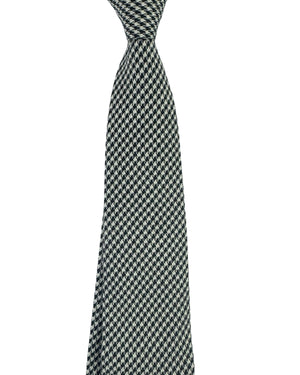 Brunello Cucinelli Tie Black Silver Houndstooth - Wool Silk