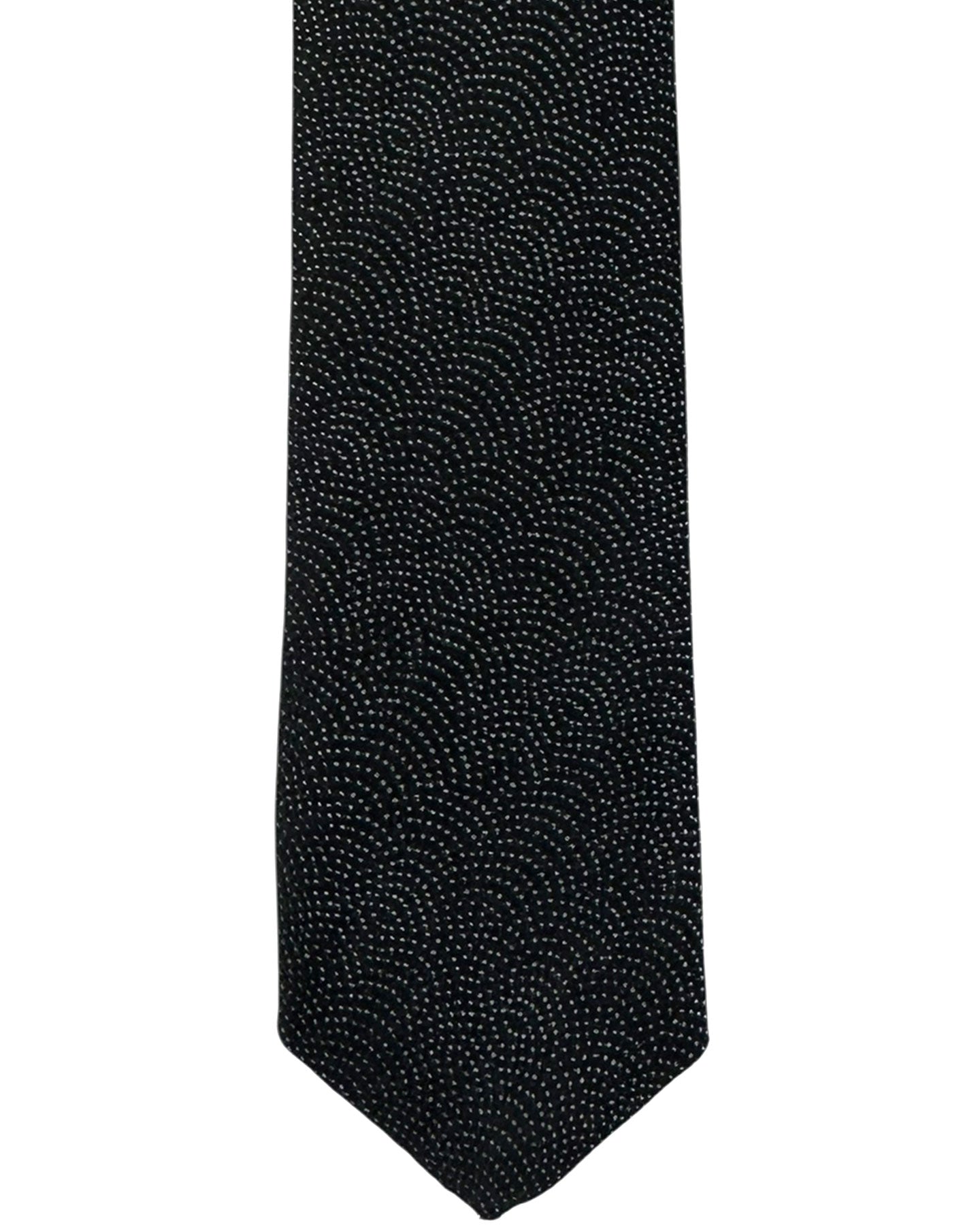 Dolce & Gabbana Skinny Tie Black Silver Dot Swirl Textured