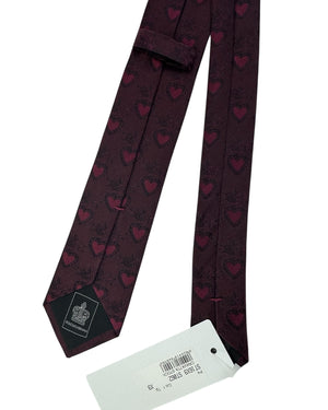 Dolce & Gabbana Skinny Tie Burgundy Sacred Heart Tie
