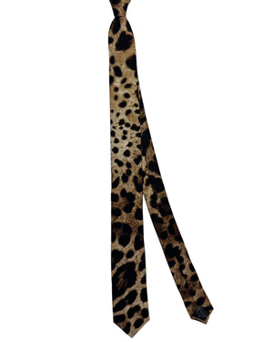 Dolce & Gabbana Skinny Tie Brown and Black Leopard Print