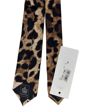 Dolce & Gabbana Skinny Tie Brown and Black Leopard Print