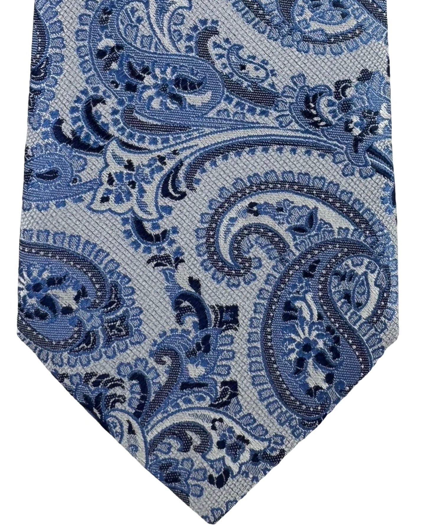 Etro Silk Tie Gray Blue Paisley 